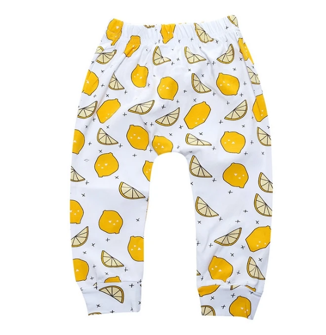 lemon Детские хлопковые брюки с принтом детские спортивные штаны для мальчиков и девочек, детские шаровары детская одежда для новорожденных девочек и мальчиков - Цвет: lemon
