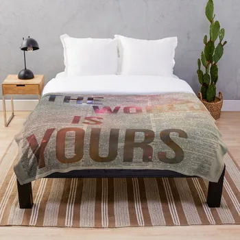 

Drop Shipping Printed Throw Blanket Sherpa Fleece Soft Blanket Flannel Rug Home Decoration For Bed The World Is Yours Motivation