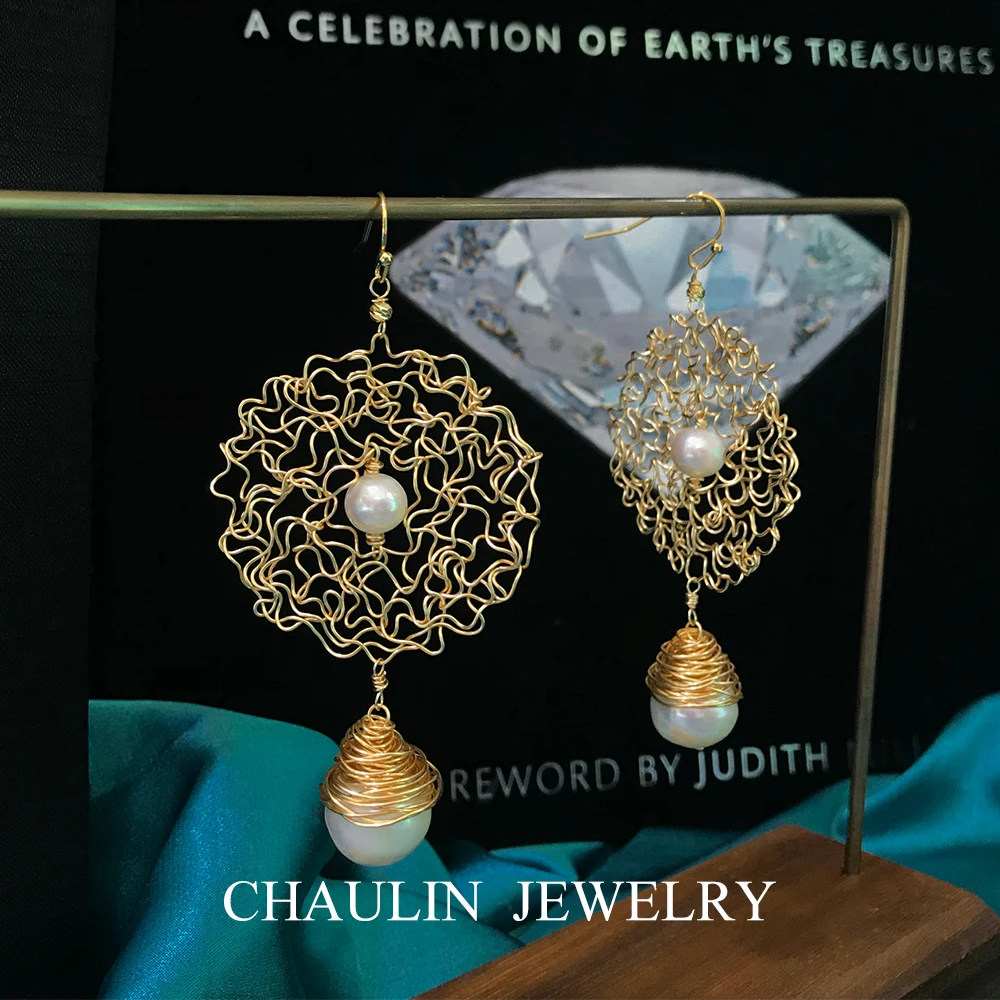 CHAULIN 925 серебряные серьги,, классические жемчужные висячие серьги в стиле барокко, серьги ручной работы для женщин, вечерние, свадебные