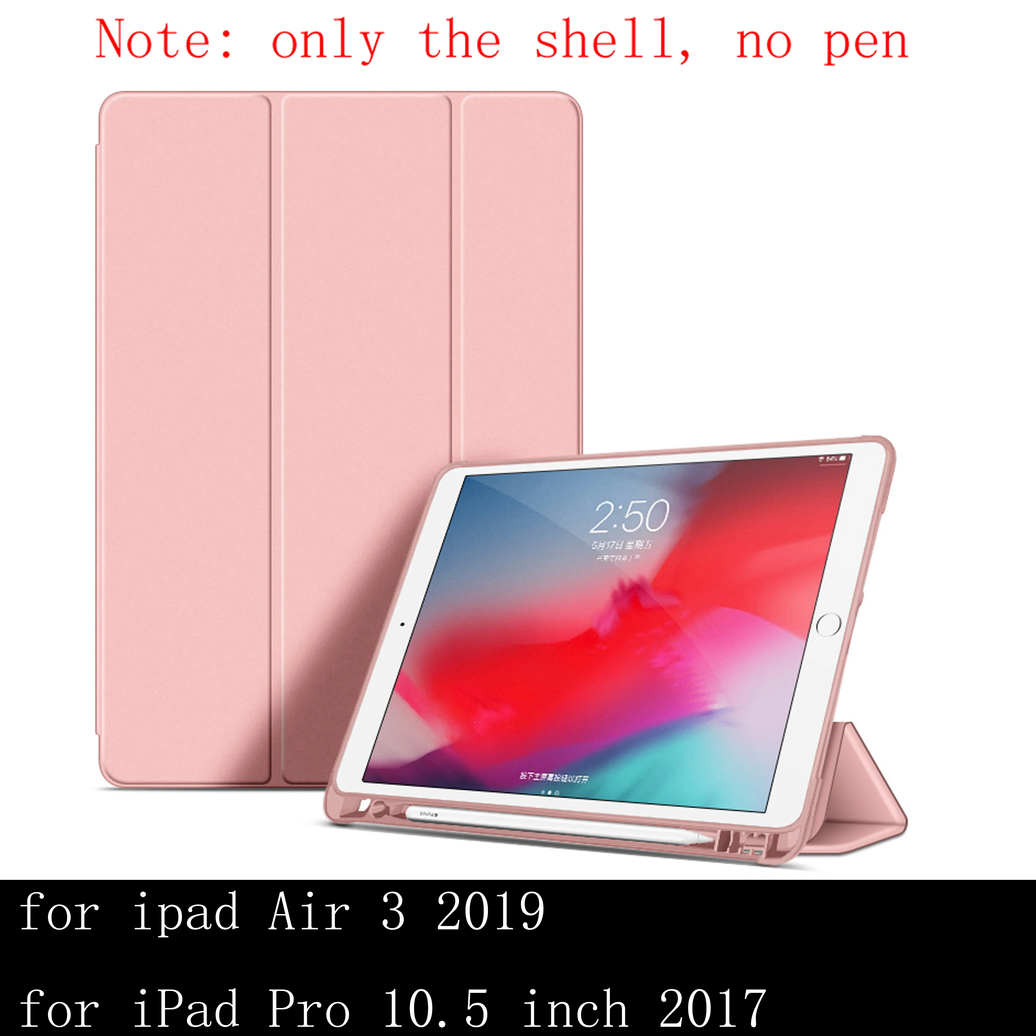 Чехол-карандаш с подставкой для iPad 10,2, 9,7 дюймов, 7 дюймов, mini 5, 4, Air, 3, 2 из искусственной кожи, смарт-чехол с функцией автоматического сна Pro 10,5, чехол из ТПУ - Цвет: pink 10.5 Air3