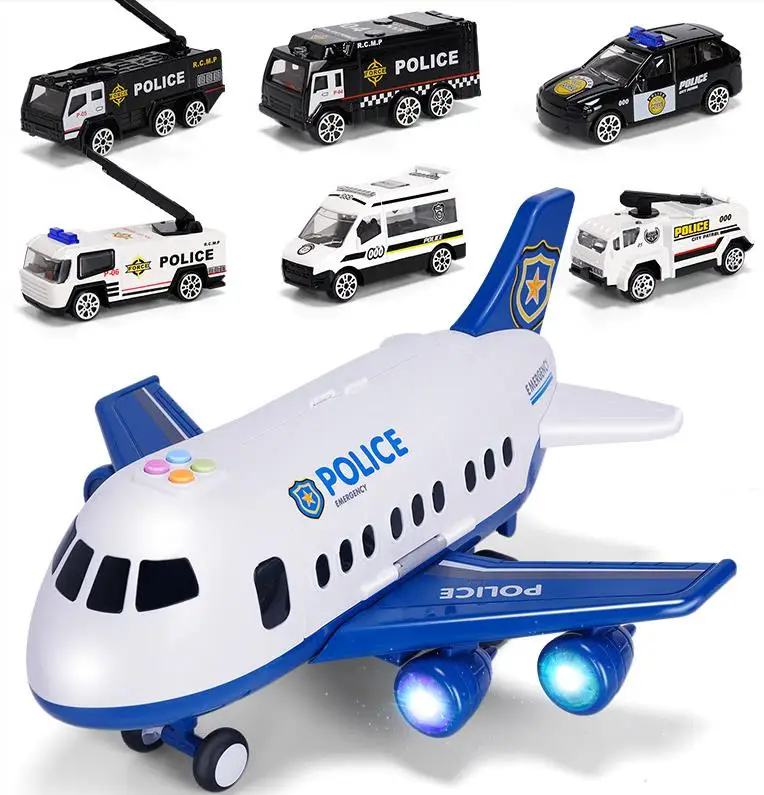 Большая игрушка самолет мальчик ребенок негабаритный музыкальный трек инерционная игрушка автомобиль самолет модель пассажира большое пространство для хранения - Цвет: Police