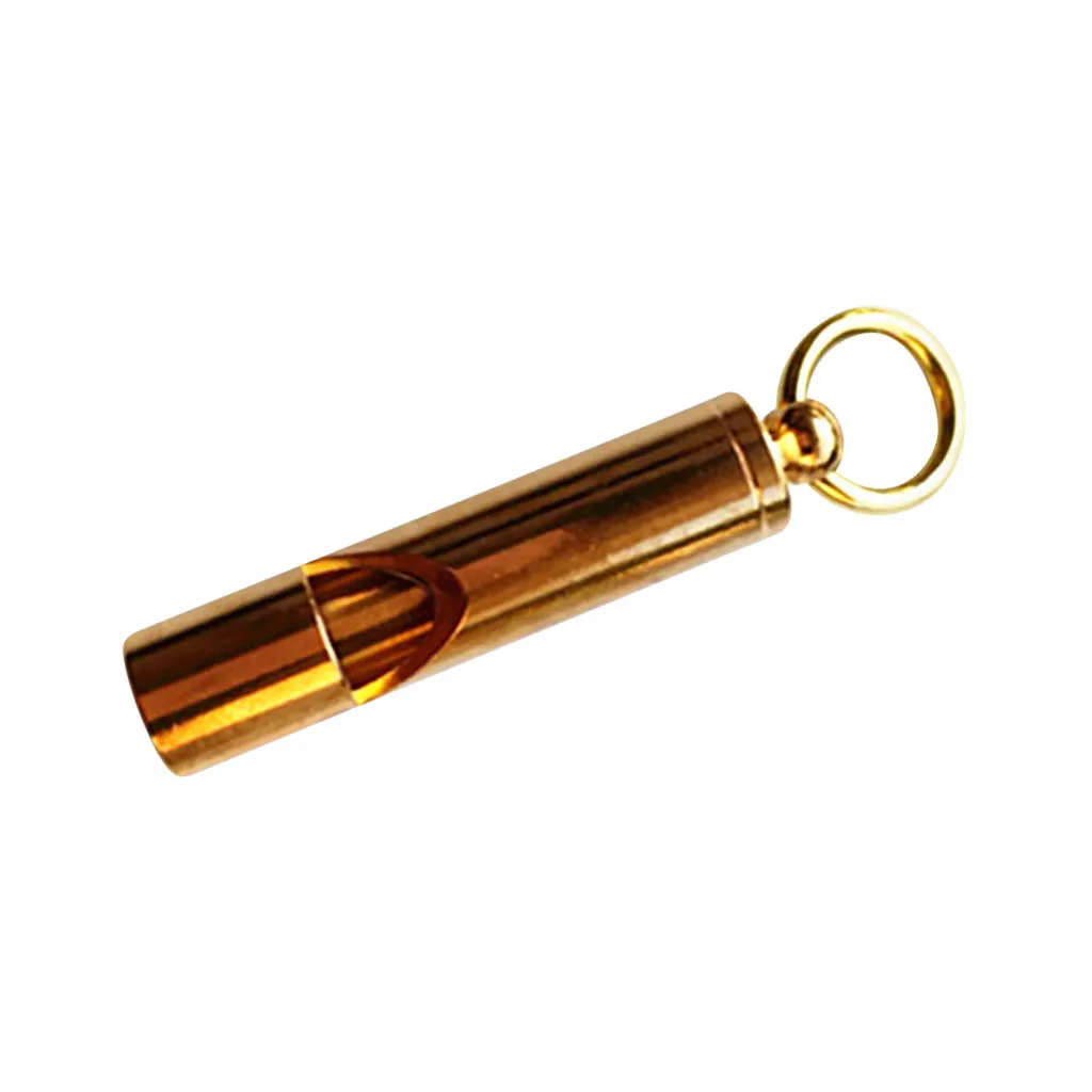 Brass Whistle, Outdoor Survival Whistle Tool Key Ring Pendant for Climbing Hiking Fishing Diving