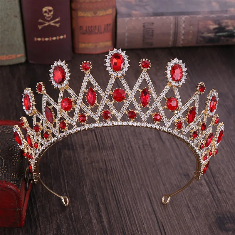 

Vintage Queen Bridal Tiara Crown Crystal Women Headpiece Wedding Headdress Headwear Princess Hair Jewelry Accessory
