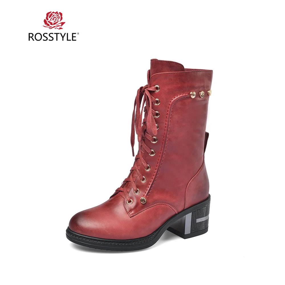 Wine red Short Plush Женские классические зимние ботильоны ручной работы для верховой езды; Высококачественная обувь из натуральной кожи в стиле ретро с круглым носком на толстом высоком каблуке черного цвета - Цвет: Wine red Short Plush