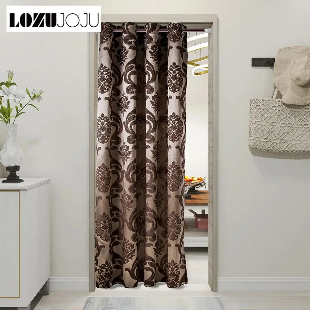 

LOZUJOJU 1 Piece European Door Curtain Geometric Style Floral Jacquard Grommet Top Type Modern Design Decor Home Windows Kitchen