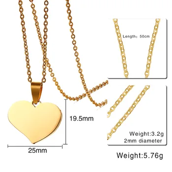 

FNL CCE94 steel necklace hot sell popular lady Irregularity heart shape rose color chain lover gift women jewelry 25mm