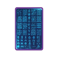 Doigt ange 5 pièces 9.5*14.5cm violet/rose/blanc Nail Art doux estampage tampon de protection Rectangel porte-timbre 2