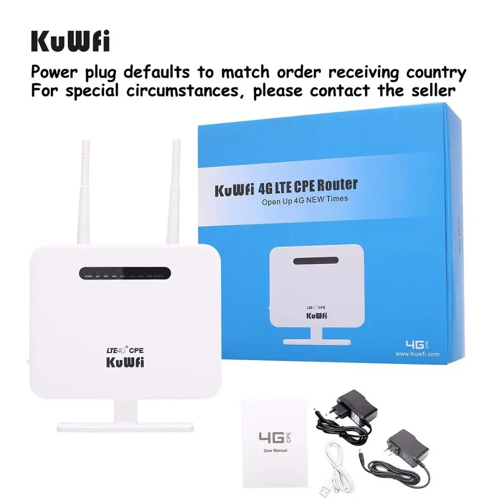 KuWFi 4G Router Sim Card 300mbps Unlocked 4G CPE Wireless Router 150mbps CAT4 Mobile Wifi Hotspot 5