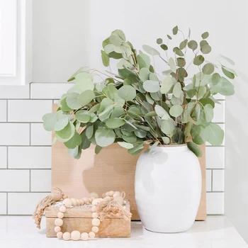 

Green Artificial Leaves branches Artificial Eucalyptus Leaf Plants Long Leaves Foliage Plants Fake Plants for Home Garden decor