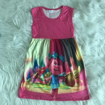 

Newest sleeveless character little girl kids clothing boutique party dress