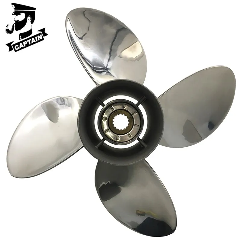 Captain Propeller 13x19 Fit 4 Blade Yamaha Outboard Engines F75 80HP 85HP  90HP F90  F100  Stainless Steel 15 Tooth Spline RH outboard propeller for yamaha 50hp 60hp 70hp 75hp 80hp 85hp 14 x11 boat aluminum alloy screw 3 blade 15 spline marine engine