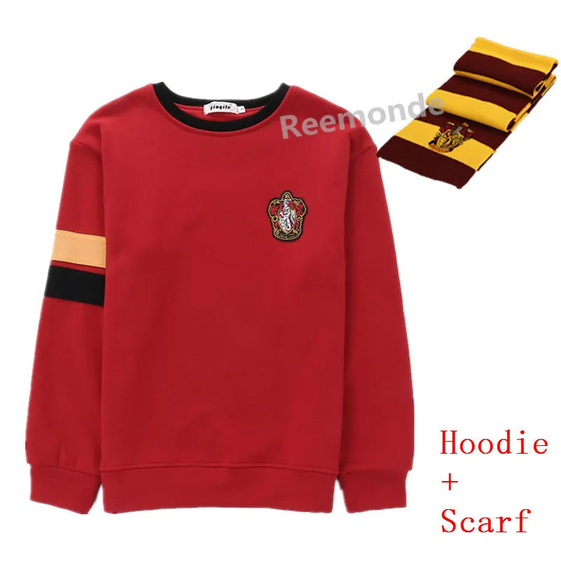hoodie scarf Толстовка для взрослых Ravenclaw, косплей, Слизерин, форменная толстовка, костюм, Hufflepuff, джемпер, шарф, Гриффиндор, джемпер, свитер, Гермиона - Цвет: hoodie scarf