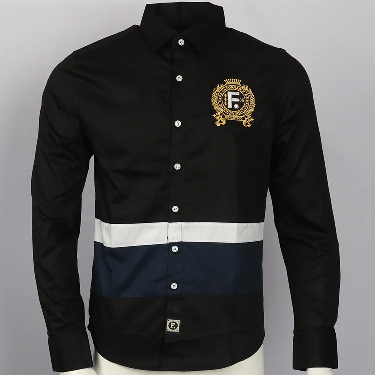 Рубашка с вышивкой, camisa masculina, мужские рубашки с длинным рукавом, хлопок, Social hombre eden park faconnable Сорочки мужские