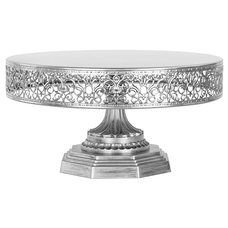 Antique Round Dress Cake Stand Cake Stand 25 Cm Diameter Top, Silver