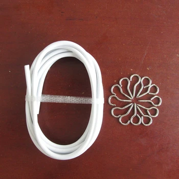 

5Meter Practical Boutique Window Net Curtain Wire Spring Cord Cable Kit with 6 Pairs Hooks & Eyes Curtain Decor Accessories