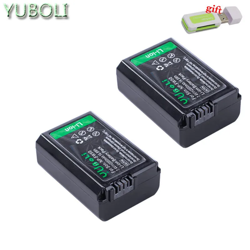 2x2000 mAh NP-FW50 NP FW50 NPFW50 батарея для камеры+ ЖК-USB двойное зарядное устройство для sony Alpha a6500 a6300 a6000 a5000 a3000 NEX-3 a7R - Цвет: 2battery