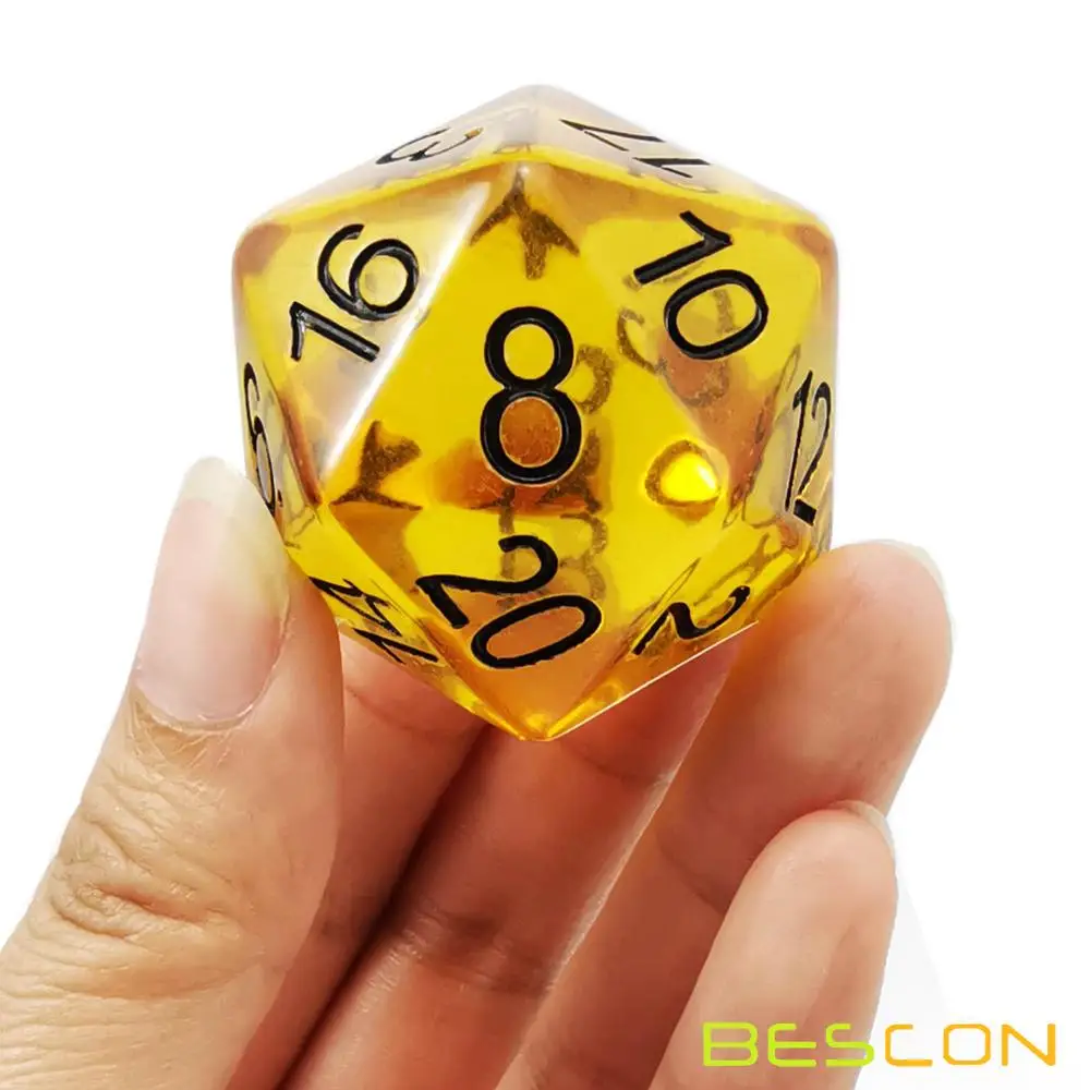 Bescon Jumbo Glowing D20 38MM, Big Size 20 Sides Dice 1.5 inch, Big 20 Faces Cube in Various Solid, Glitter, Glowing Colors 2