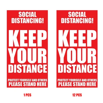 

Floor Decals Crowd Control Stand Here Public Area Rectangle Keep Your Distance Social Distancing Safety Sign Sensitive Vinyl