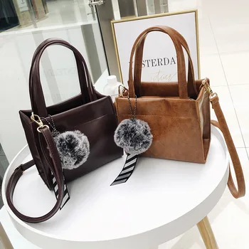 

Women's Bags New Fashion Ladies Hand Bag Hanging Ball Leather Bag Shoulder Shoulder Bag