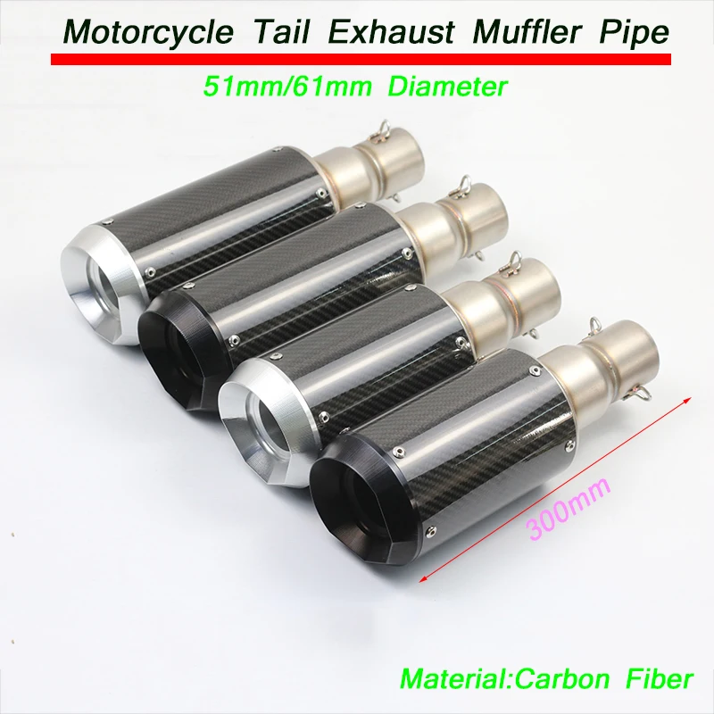 

Motorcycle Tail Exhaust Muffler Pipe DB Killer Link 51mm 61mm Head Carbon Fiber Baffler Silencer System Silp On