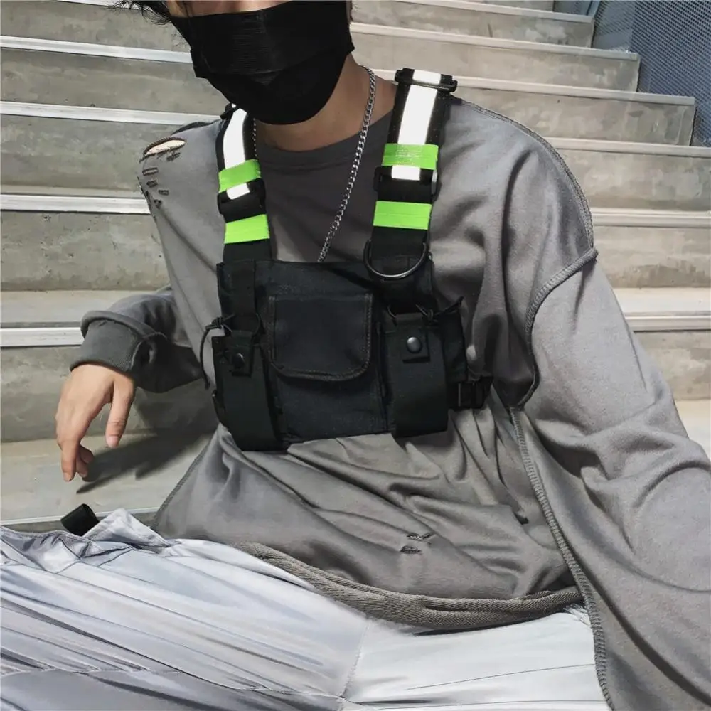 Men Women Fashion Chest Rig Bag Reflective Vest Hip Hop Streetwear Functional Outdoor Sports
