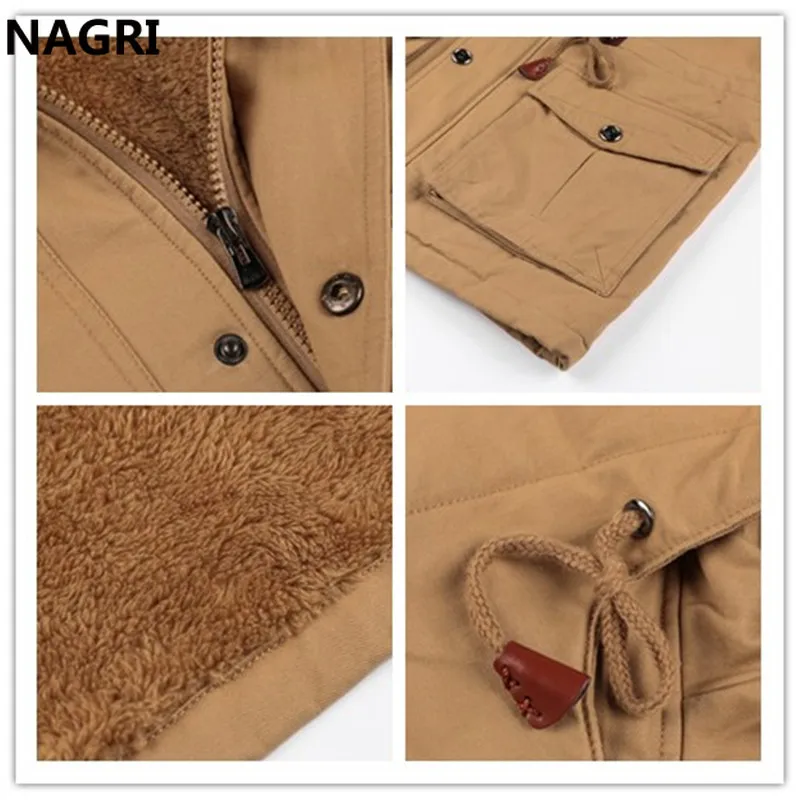 Зимняя куртка пальто для мужчин толстая флисовая шерстяная подкладка Военная