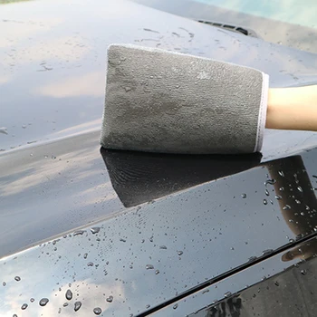 

1pc Thick Plush Car Cleaning Cloths Glove Microfiber Polishing Kitchen Furniture Cleaning Towels Velvet Washing Towel Glove