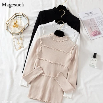 

Autumn Winter White Long Sleeve Jumper Women Sweaters Slim Women Pullover Knitted Sweater Soft Femme Turtleneck Sweaters 7220 50