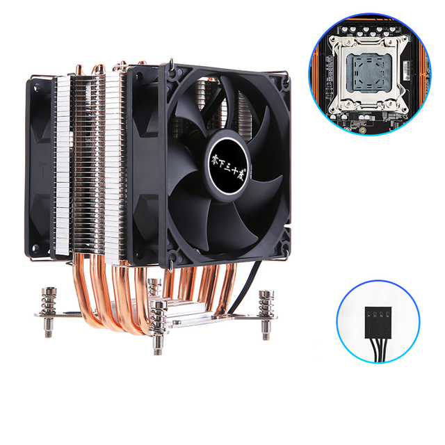 4 Heat Pipes CPU Cooler 4Pin RGB PC Quiet Intel LGA 2011 LGA 2011-3 X79 X99 CPU Cooling Fan