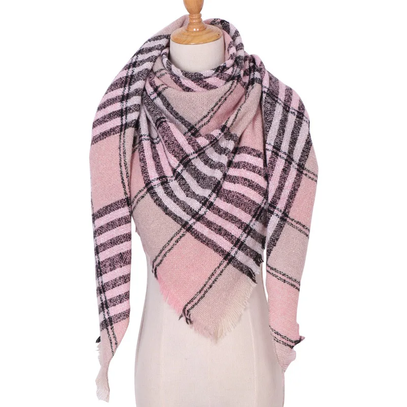 2019 new designer brand women cashmere scarf triangle winter scarves lady shawls and wraps knit blanket neck striped foulard (6)