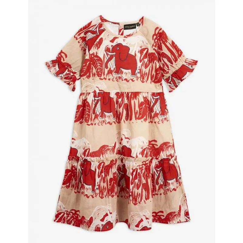 dress Детское платье для маленьких девочек, летнее хлопковое платье красного цвета со слоном и короткими рукавами, повседневная одежда на весну и осень - Цвет: dress