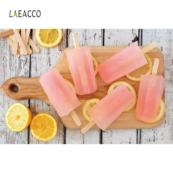 

Laeacco Wooden Board Ice Cream Popsicle Lemon Photography Backdrops Summer Party Photo Backgrounds Newborn Portrait Photophone