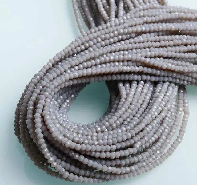 1mm/150-160pcs/strand  2mm/180-190pcs/strand Crystal Rondell Faceted Glass Beads Small Beads Sead Beads for Jewelry Making Diy 1 grey