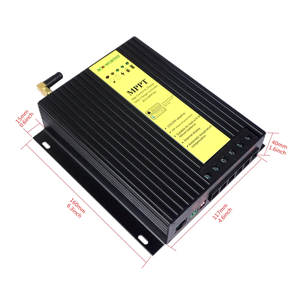 ECOworthy 20A/40A MPPT контроллер солнечного зарядного устройства с функцией Bluetooth солнечные панели система батарея ЖК-дисплей монитор 12 В/24 В - Цвет: NEW 40A MPPT
