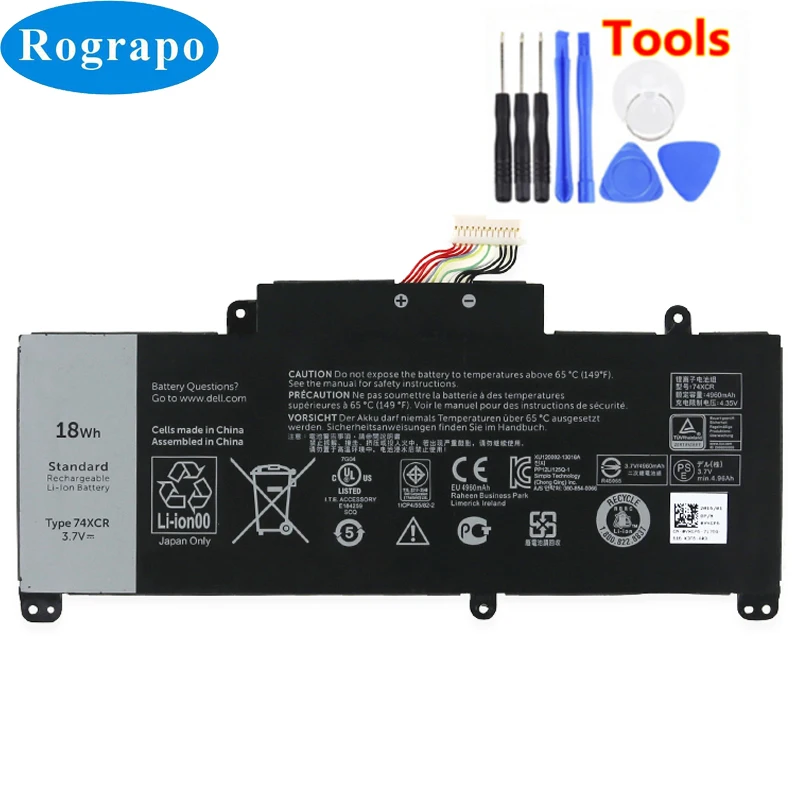 New 3.7V 18Wh 74XCR 074XCR Replacement Battery For Dell Venue 8 Pro 5830 T01D VXGP6 X1M2Y Tablet PC