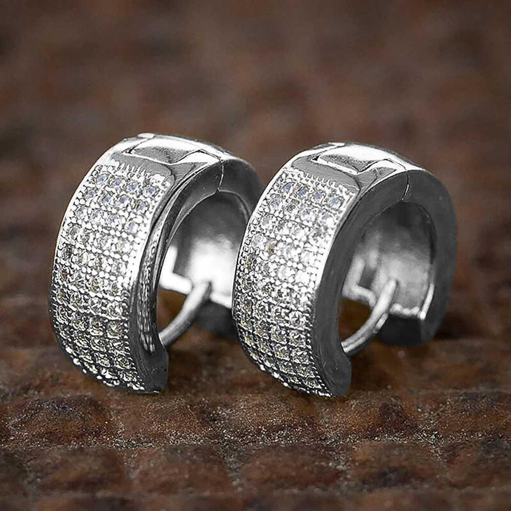 Huitan Classic Small Circle 4 Row CZ Hoop Earrings Women/Men