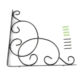 

Vintage Style Iron Wall Mounted Floral Shelf Bracket with Screws for Bookrack Clapboard Set up Box Triangle Shape Sturdy