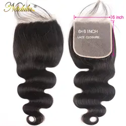 Nadula Hair 6x6 закрытие шнурка бразильские волнистые волосы для тела 10-18 дюймов Remy человеческие волосы предварительно сорванные с закрытием