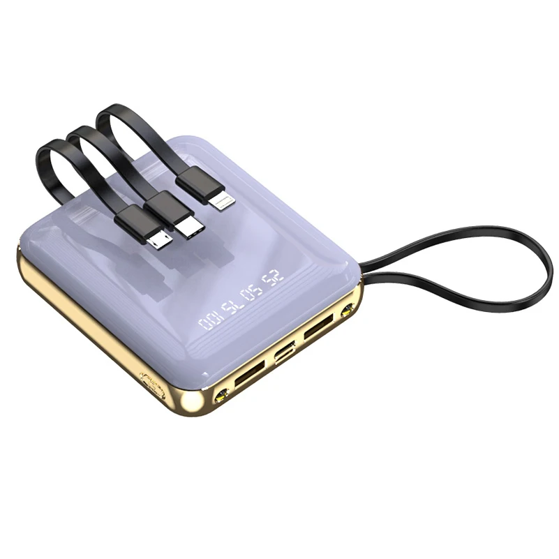 20000mAh Mini Power Bank Mirror Screen Digital Display Powerbank Built in 4 Cables External Battery Poverbank For Xiaomi iPhone 20000mAh Mini Power Bank Mirror Screen Digital Display Powerbank Built in 4 Cables External Battery Poverbank For Xiaomi iPhone