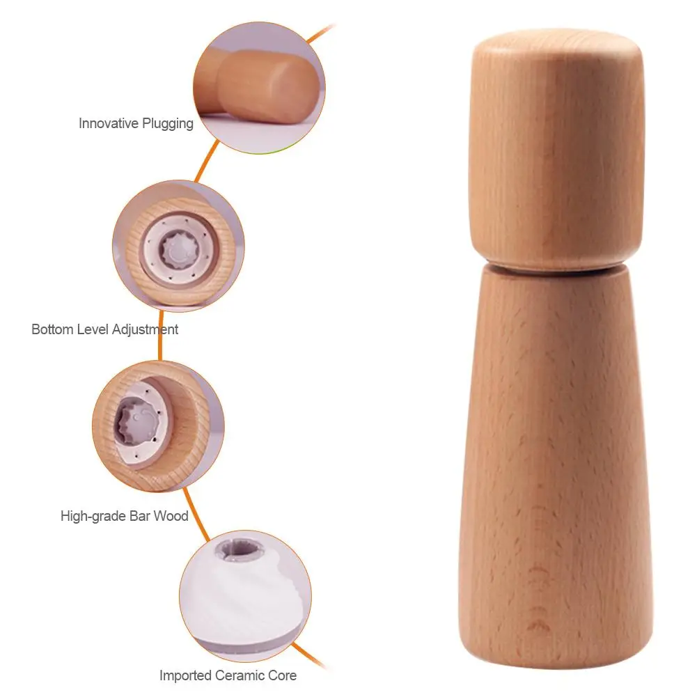 Твердое дерево мельница для перца Ручная Керамическая мельница для перца Регулируемая грубость тонкой и грубой домашней кухни Инструменты Новое поступление