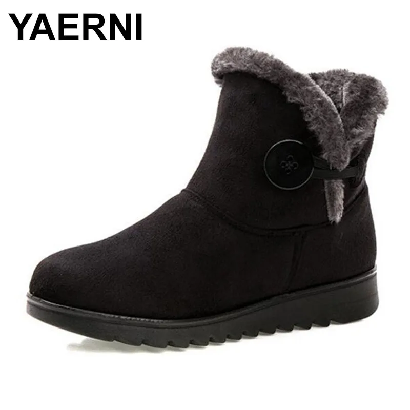 Womens Boots Shoes Large-Size Ladies YAERNI Warm Middle-Aged Cotton New