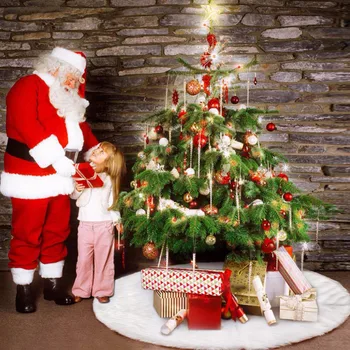 

1pc White Christmas Tree Skirt Plush Faux Fur Carpet Xmas Floor Mat Ornaments Merry Christmas New Year Christmas Tree Decoration