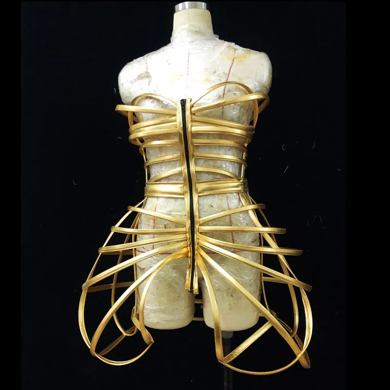 Золотистая ажурная Броня Бандажное платье в виде рыбьей кости будущее Космос