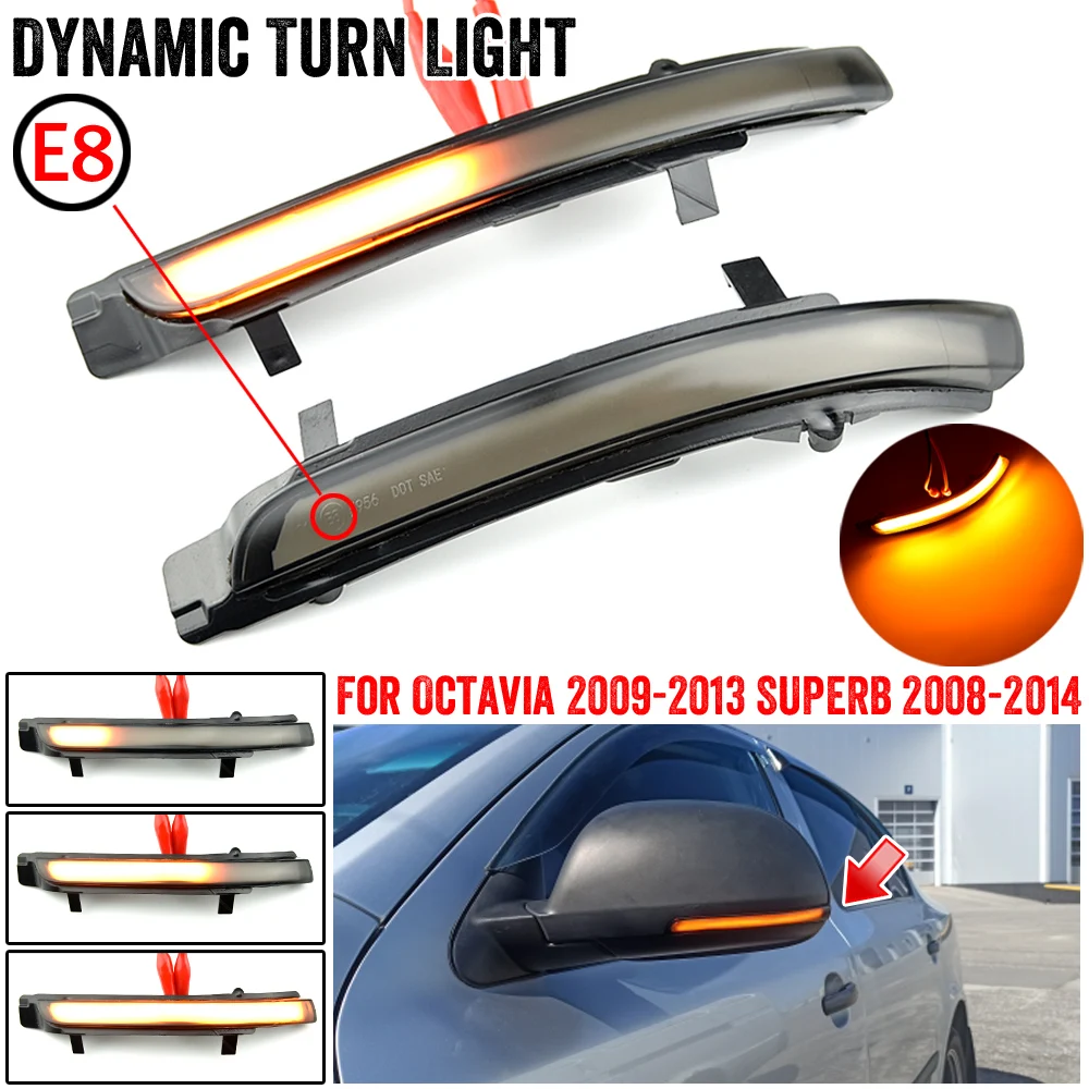 

Rearview Mirror Repeater Dynamic Blinker For Skoda Octavia MK2 A5 SuperB B6 3T LED Turn Signal Light 2009 2010 2011 2012