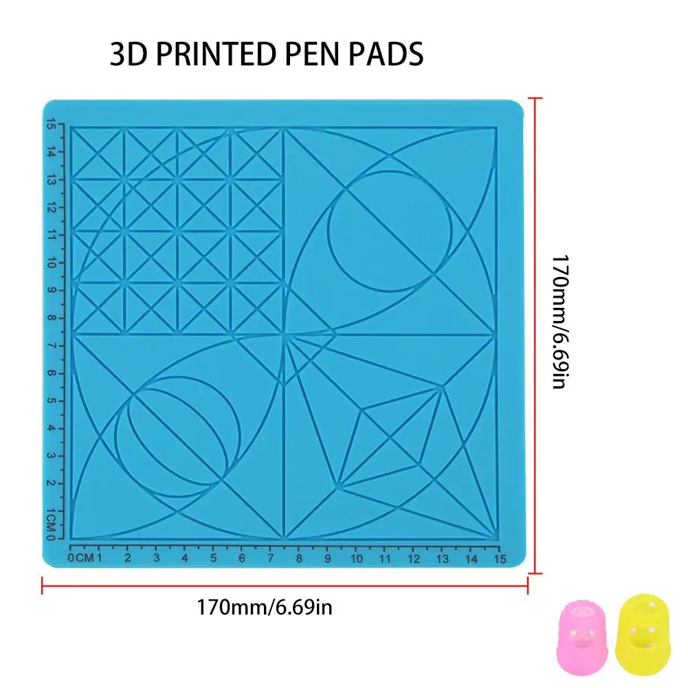 3D печатная ручка-накладка силиконовая геометрическая фигура копия DIY Дизайн коврик доска для рисования с 2 силиконовыми шапками ручка инструменты для рисования