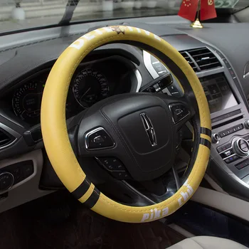 

38cm Cartoon Yellow Car Steering Wheel Cover Automobile Wheel Protector Cartoon Creative Handlebar Sleeve 1PC PU