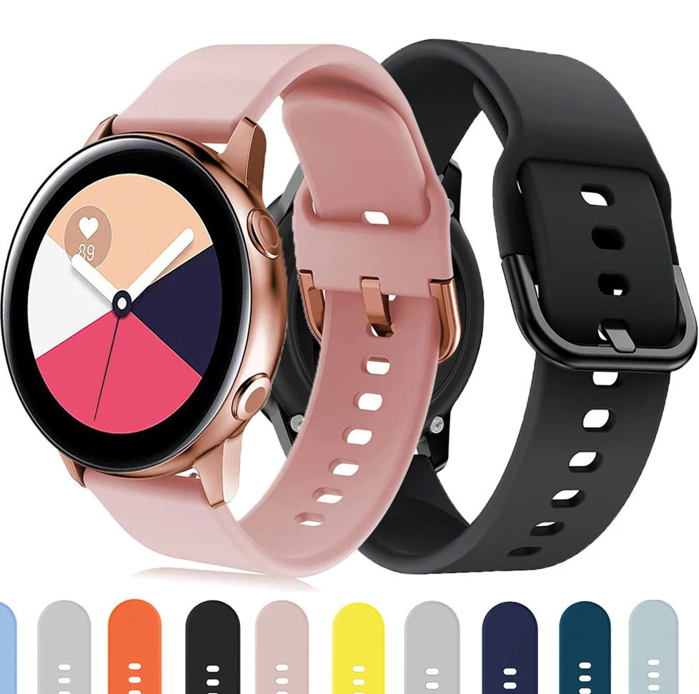 

Ремешок для часов Samsung Galaxy watch Active 2, 42, 3, 41 мм, Gear S2, спортивный силиконовый браслет, ремешок для умных часов Active2 40 мм, 44 мм