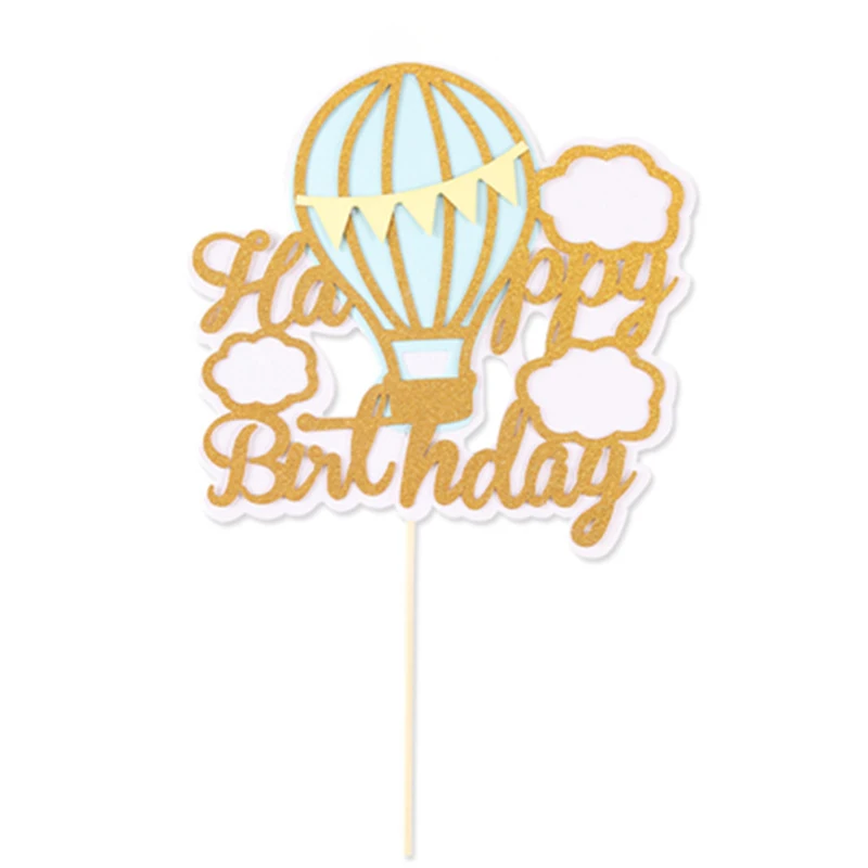 bule hot air balloon Яркий, для дня рождения торт Топпер с радугой десерт декоративная Арка мост кекс Toppers для дня рождения прекрасные подарки - Цвет: bule hot air balloon