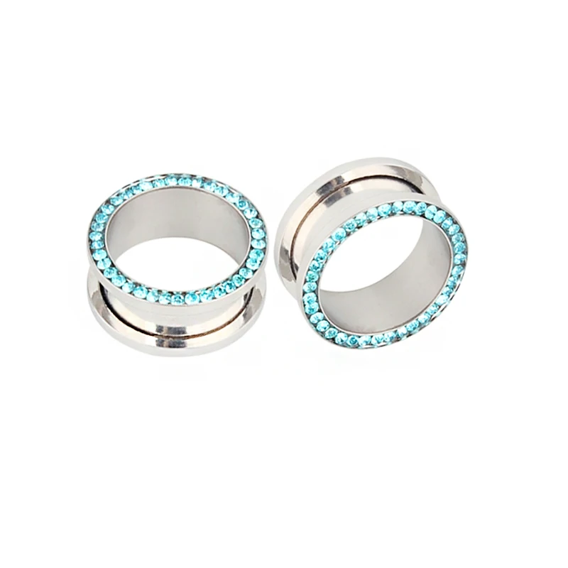 Par Ear Tunnels Metal Black Slver Gold Steel Earrng Gauges Plugs Spacer Stretcher Body