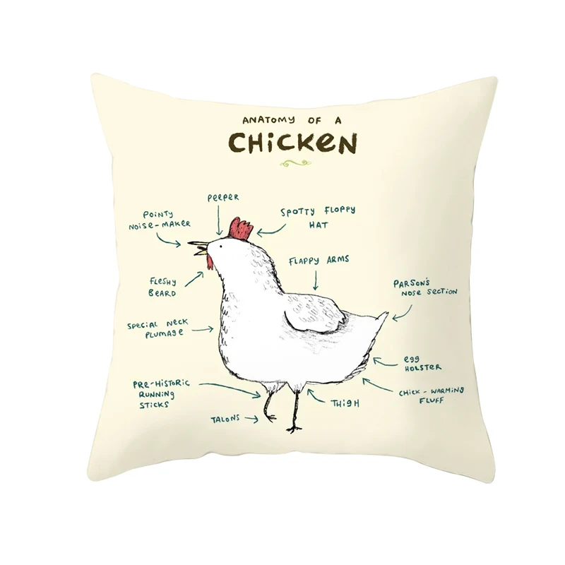 Hot Sale Decorative Cushion Cover 45*45cm Square Pillow Cover Animals Anatomy Pillowcase Sofa Car Cushion Cover Throw Pillowcase